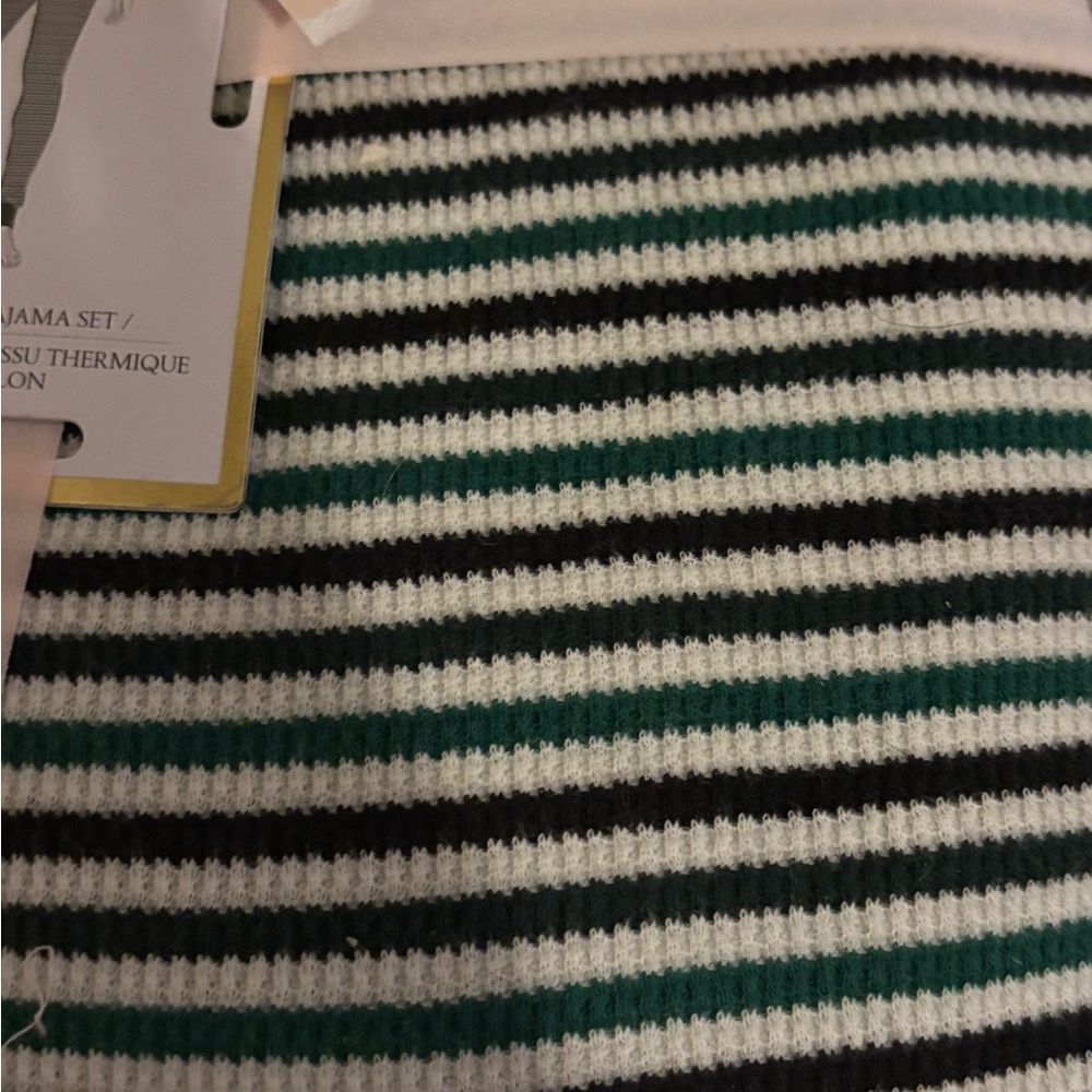 Victoria's Secret Striped Pajama Set - Black, White, Green